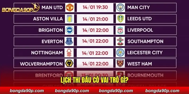 Lịch thi đấu có vai trò gì?